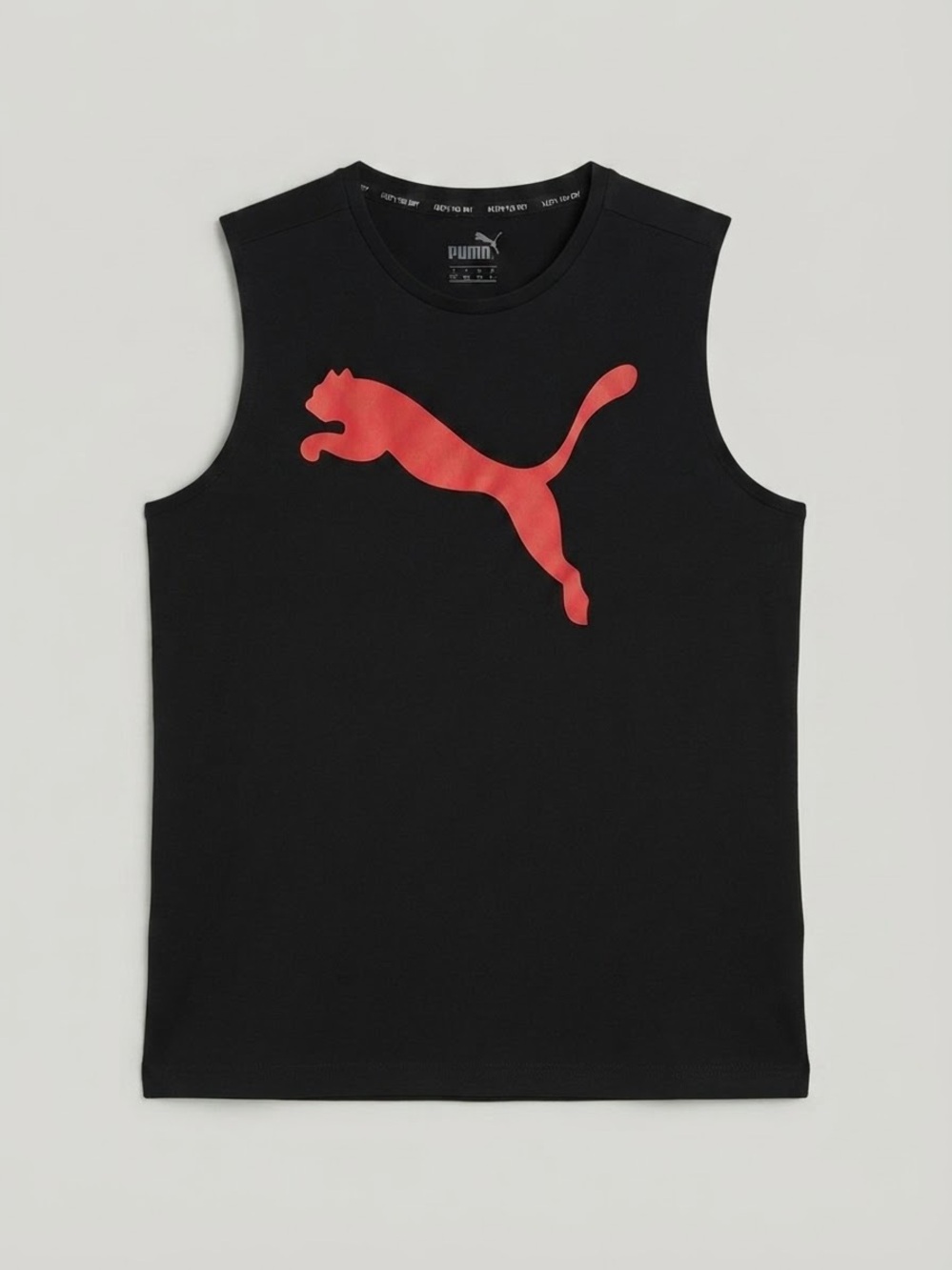 Black Sleeveless Tank with Red Puma Logo